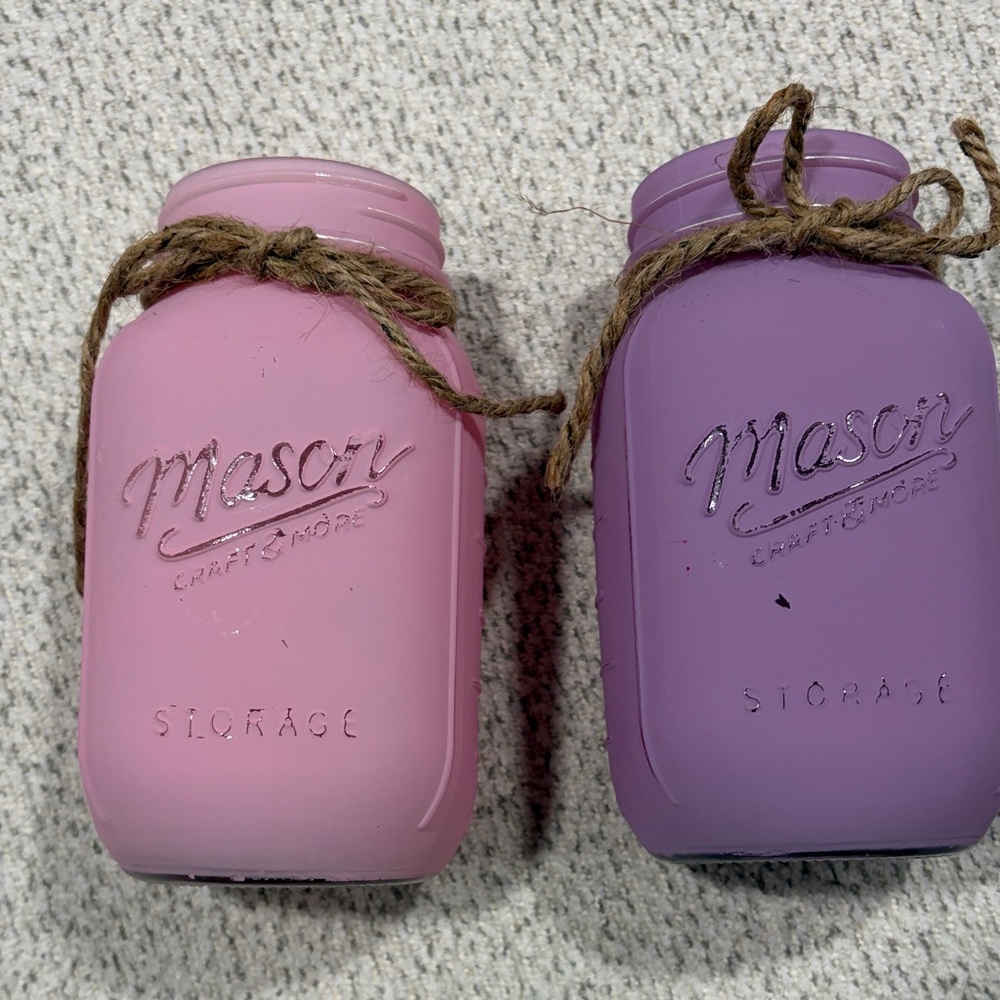 Mason Pink and Purple Storage Jars